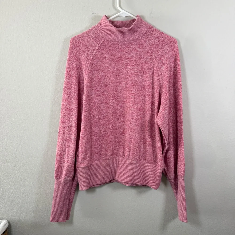 Maeve Anthropologie Pink‎ Marl Mock Neck Raglan Sweater Womens Medium